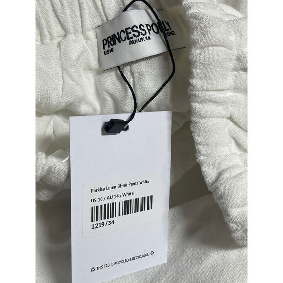 NEW Princess Polly Parklea White Linen Wide Leg Palazzo Trousers Sweatpants 10 - Picture 3 of 4